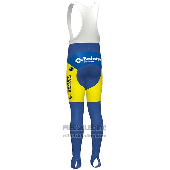 2021 Fietskleding Sport Vlaanderen Baloise Blauw Geel Lange Mouwen en Koersbroek